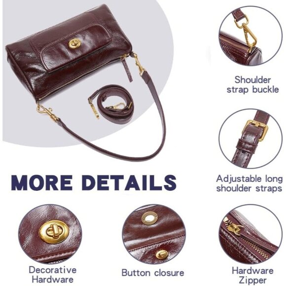 Women's Stylish Genuine Leather Shoulder Bag with Two Strap - Picture 8 of 8
